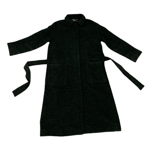Aritzia Wilfred Broquerie Long Wool Alpaca Mohair Coat in Grey/Black Size Large - Picture 5 of 13